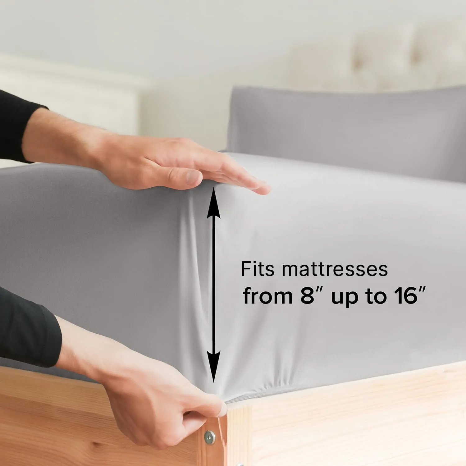 1000 Thread Count Sheet Set - 100% Cotton Bed Sheets - Softer Than Egyptian Cotton - 4-Piece Light Grey Queen Set - Soft Sateen Weave - Hotel Luxury Bedding 16" Deep Pocket (Fits up to 17" Mattresses)