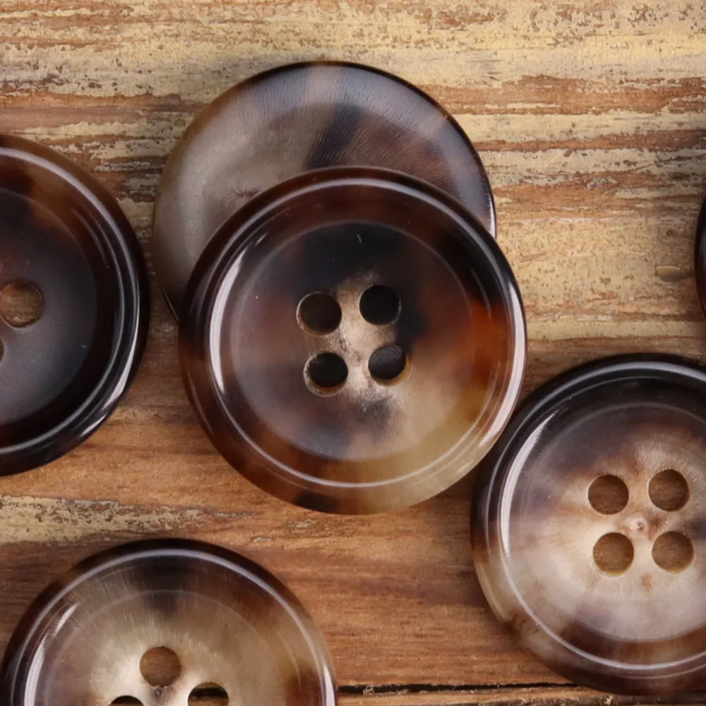 15-25mm Beige Coffee Natural Yellow Cattle Horn Buttons 6pcs