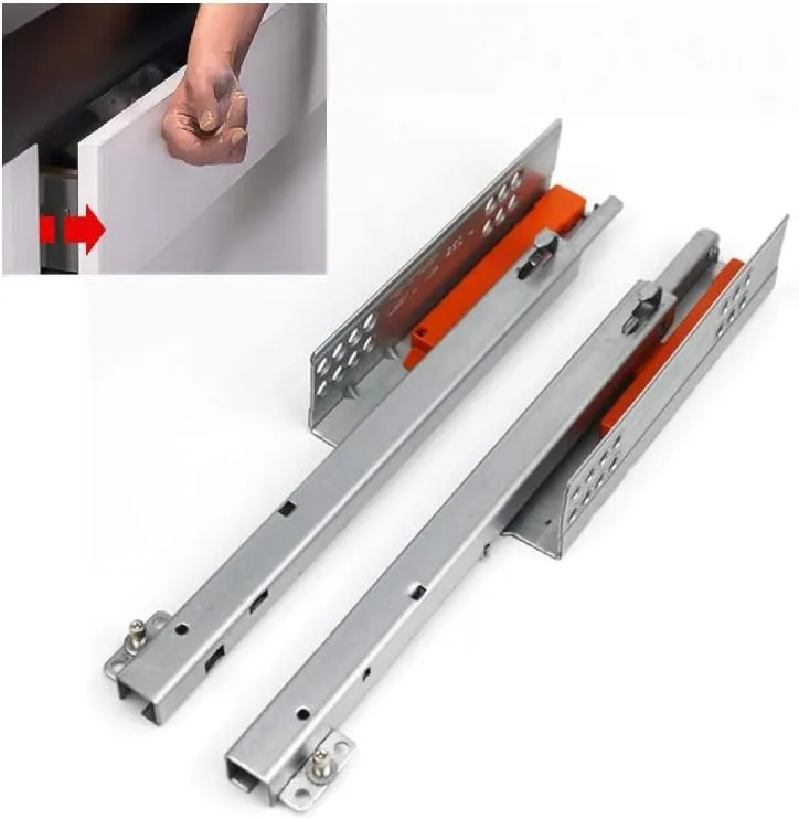 1Pair Rebound Press Push to Open Under Mount Furniture Kitchen Bath Drawer Slide Rail Runner DTC 25KG 2-fold Half Extention (12" 30CM)