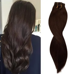 20 Inch Brown Clip In Human Hair Extensions for White Women Ash Brown With Beige Blonde Balayage 140g Double Weft Silky Straight Soft and Healthy Clip On Hair Pieces Flat End 17 Clips 7 Piece