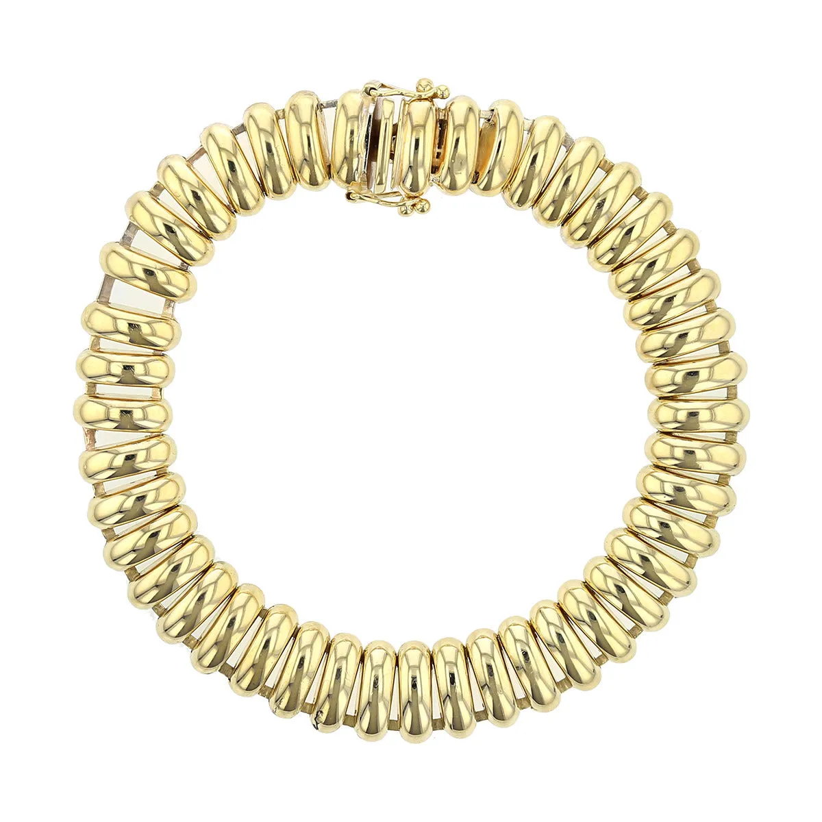 7-Inch 14K Yellow Gold Flexible Flat Link Bracelet