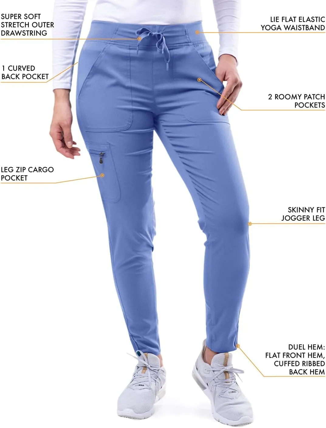 Adar Pro Modern Athletic Scrub Set For Women - Modern V-Neck Scrub Top & Yoga Jogger Scrub Pants