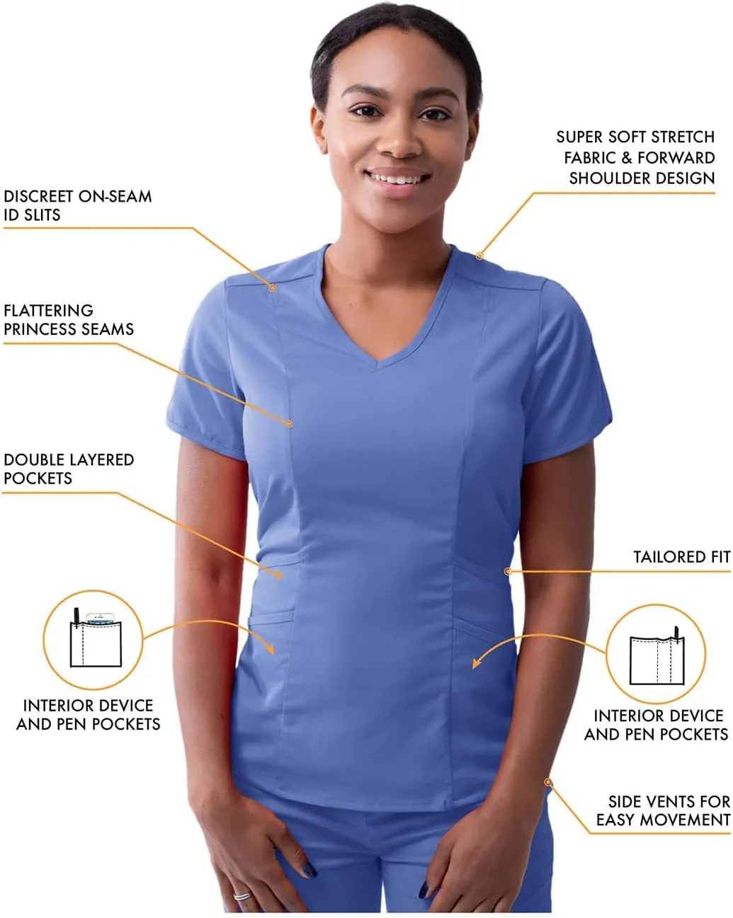 Adar Pro Modern Athletic Scrub Set For Women - Modern V-Neck Scrub Top & Yoga Jogger Scrub Pants