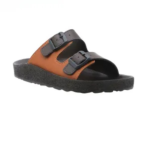 Aerowalk Men Brown & Tan Mule Shape Slipper with Double Buckle Styling (KC31_BROWN TAN)