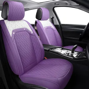 Aierxuan Diamond Bling Car Seat Covers for Women Waterproof Leather Universal for Toyota Corolla Camry Chr Prius Honda Ford Fusion Edge Chevy Colorado Malibu(Full Set, Purple)
