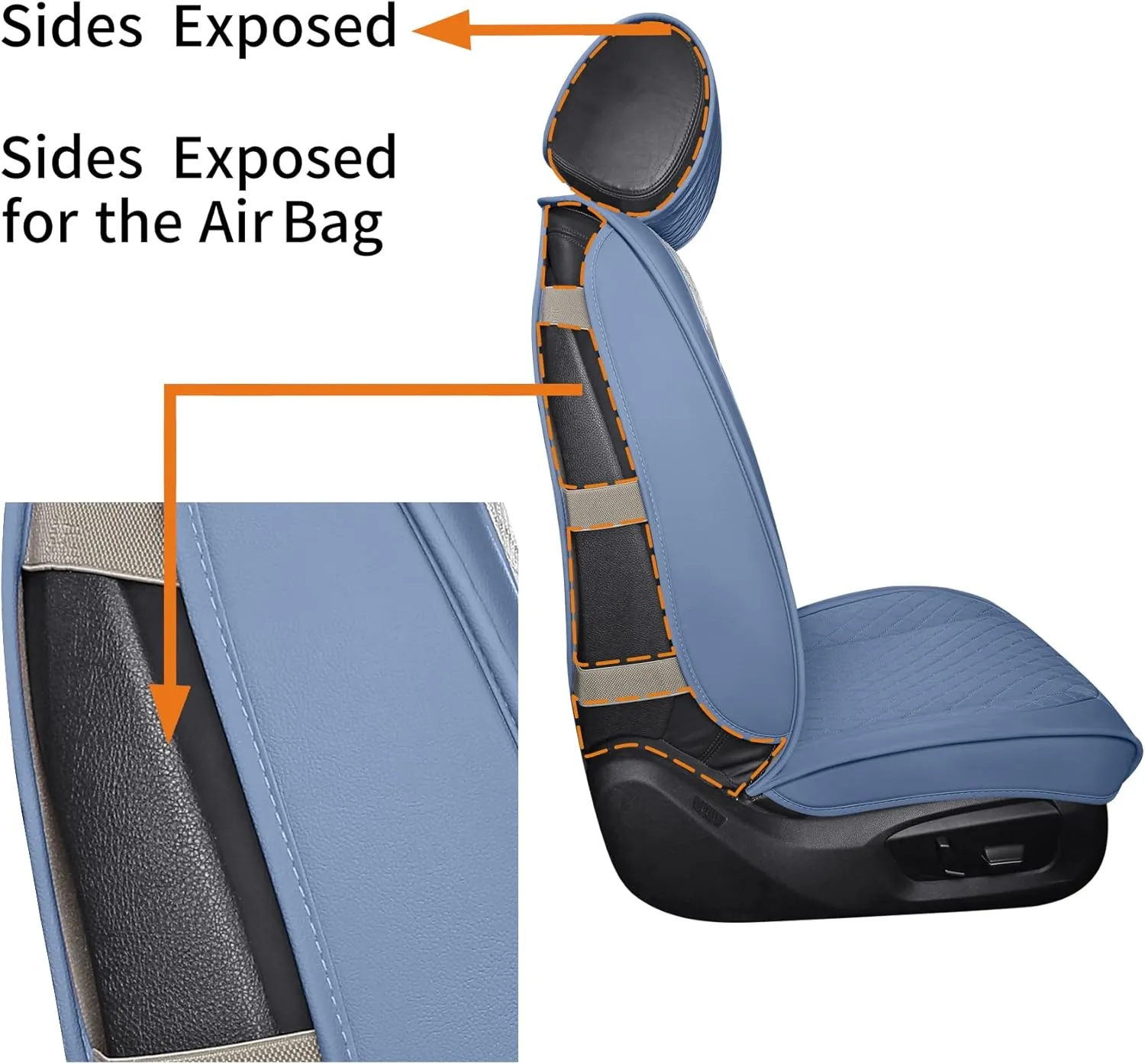Aierxuan Diamond Bling Seat Covers for Women Waterproof Leather Universal for Nissan Altima Rogue Murano Xterra Frontier Honda Civic Toyota Camry Kia Soul Chevy Malibu Lexus(Full Set, Blue)