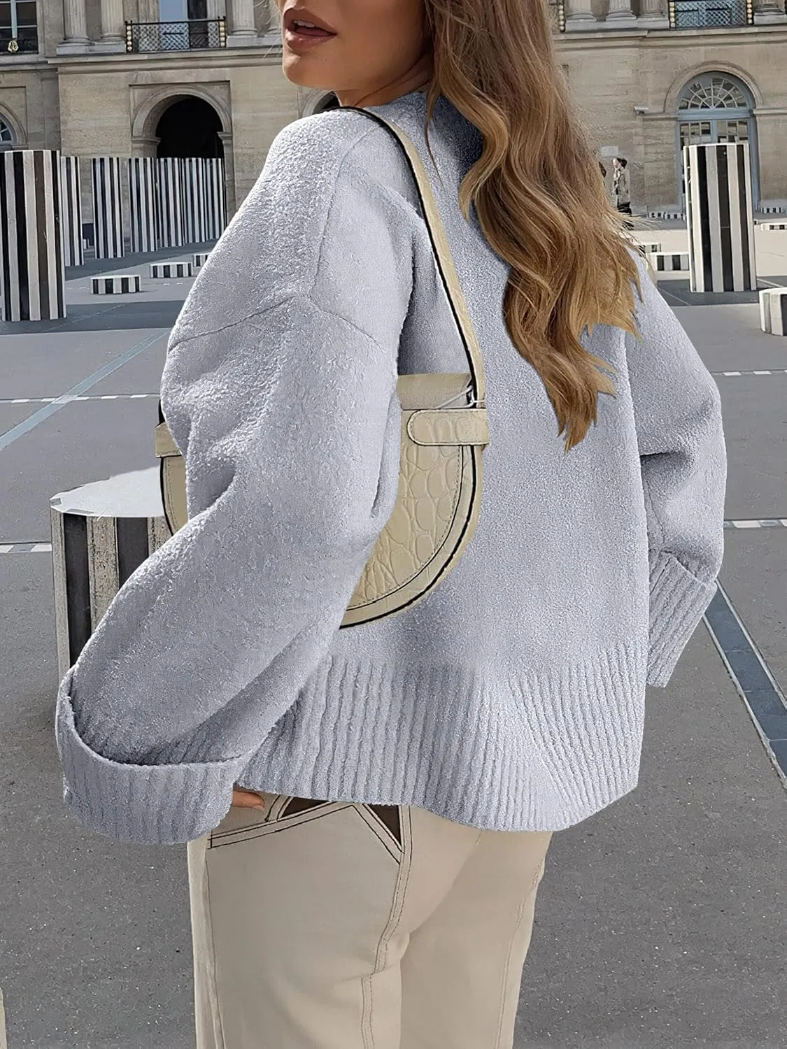 ANRABESS Women's Oversized Crewneck Long Sleeve Fuzzy Knit Casual Chunky Warm 2025 Fall Pullover Sweaters Top Trendy Outfits