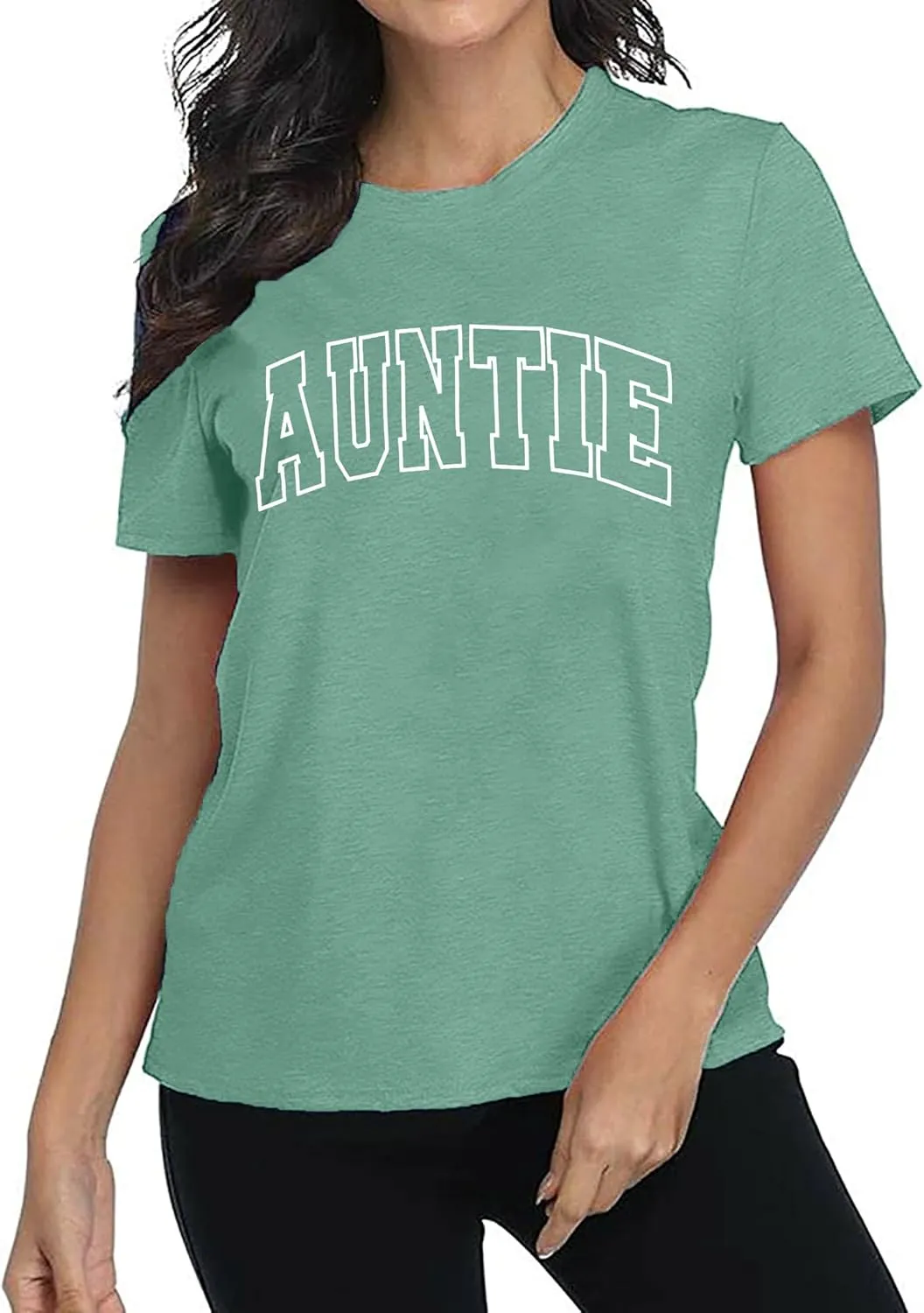 Auntie T Shirt Women Cute Love Heart Print Bless Aunt Tops Tees Casual Short Sleeve Vacation Shirts Tops