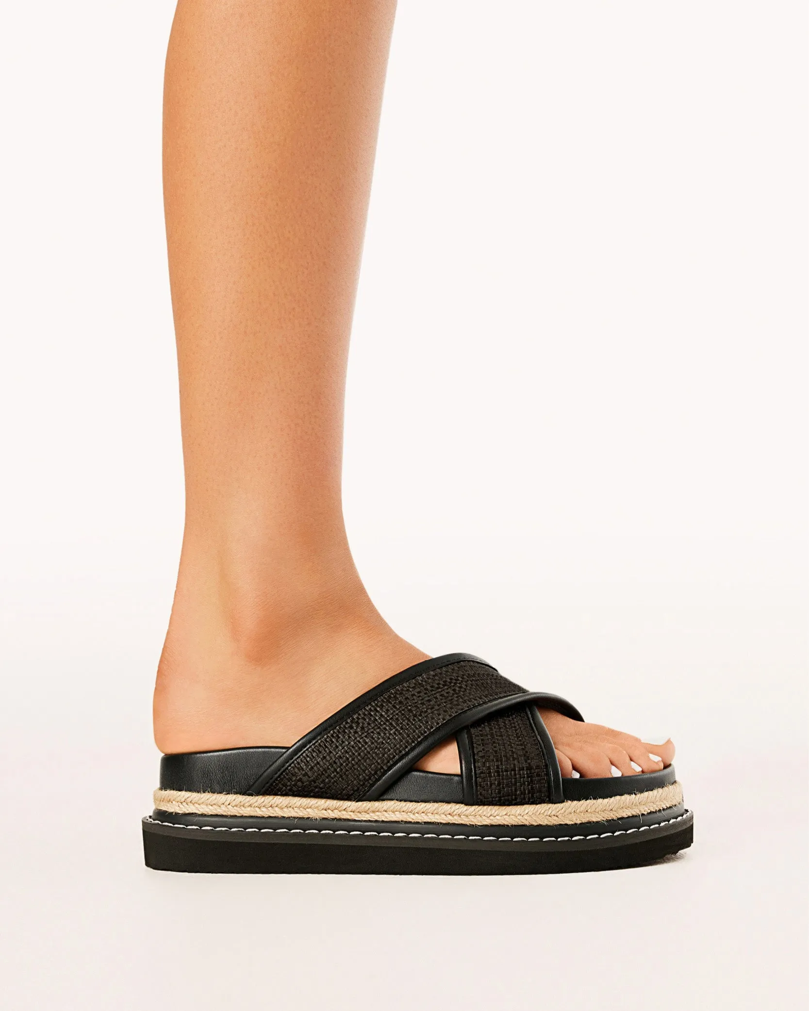Aysha Sandal - Black Raffia