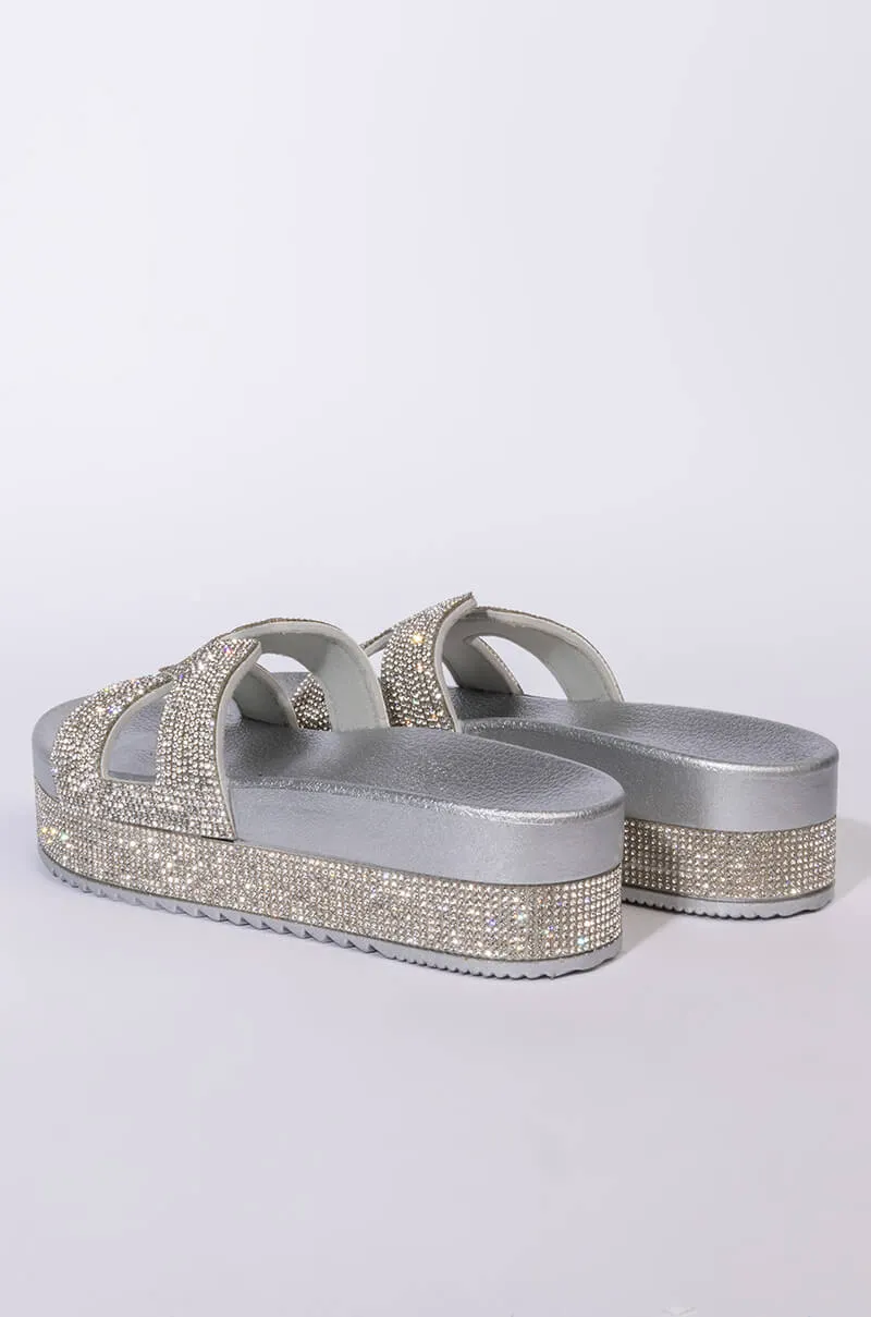 AZALEA WANG TURN IT UP FLATFORM SANDAL IN SILVER