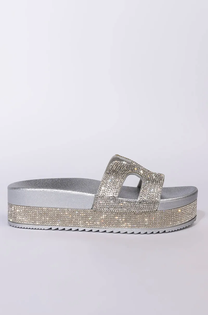 AZALEA WANG TURN IT UP FLATFORM SANDAL IN SILVER