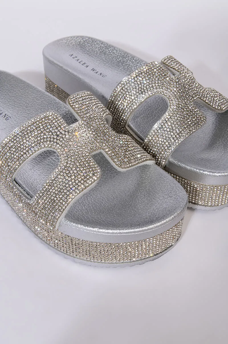 AZALEA WANG TURN IT UP FLATFORM SANDAL IN SILVER