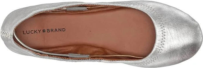 Ballet Lucky Brand Don't miss it Flat On Classic Rounded Slip Emmie High-quality Leather Shoes Toe Pewter