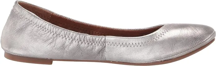 Ballet Lucky Brand Don't miss it Flat On Classic Rounded Slip Emmie High-quality Leather Shoes Toe Pewter