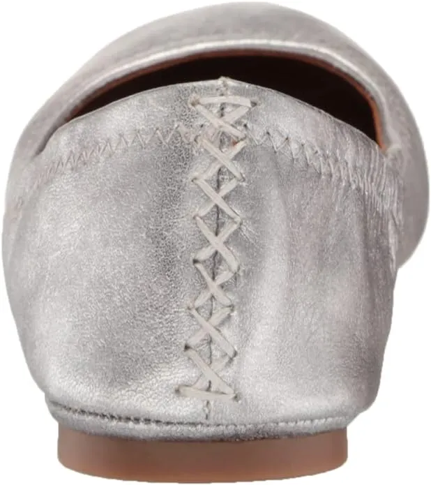 Ballet Lucky Brand Don't miss it Flat On Classic Rounded Slip Emmie High-quality Leather Shoes Toe Pewter