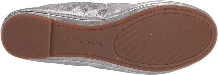 Ballet Lucky Brand Don't miss it Flat On Classic Rounded Slip Emmie High-quality Leather Shoes Toe Pewter