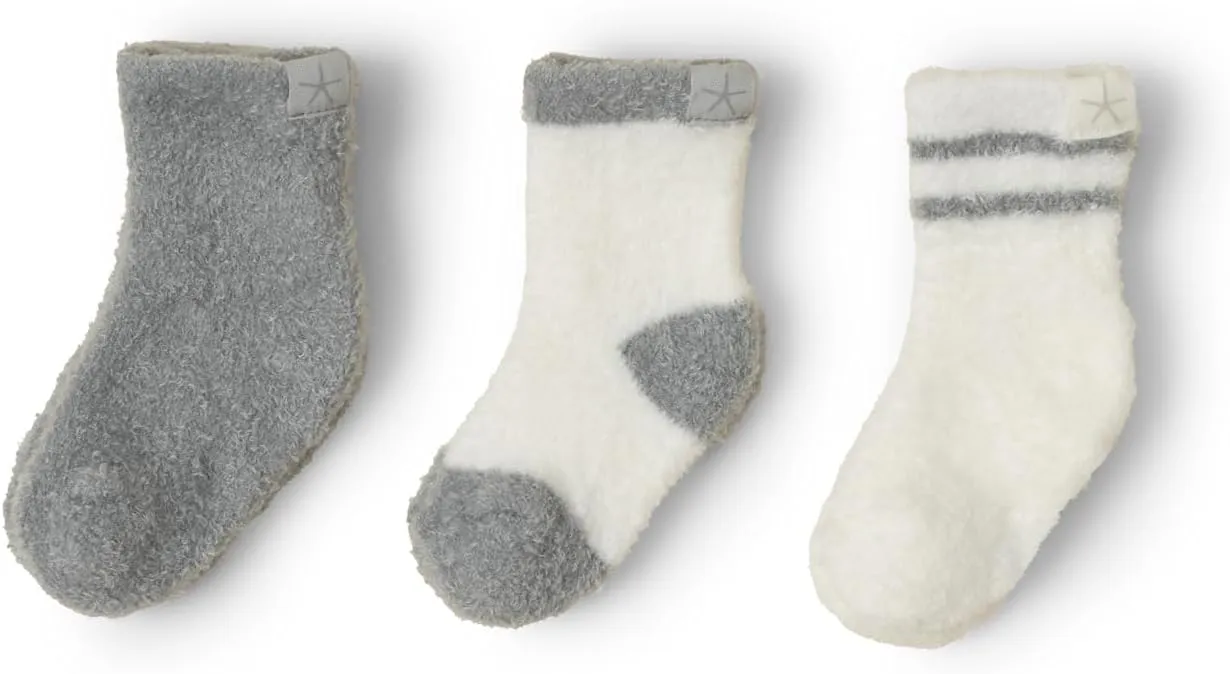 Barefoot Dreams Unisex Baby CozyChic Lite Infant 3 Pack Sock Set