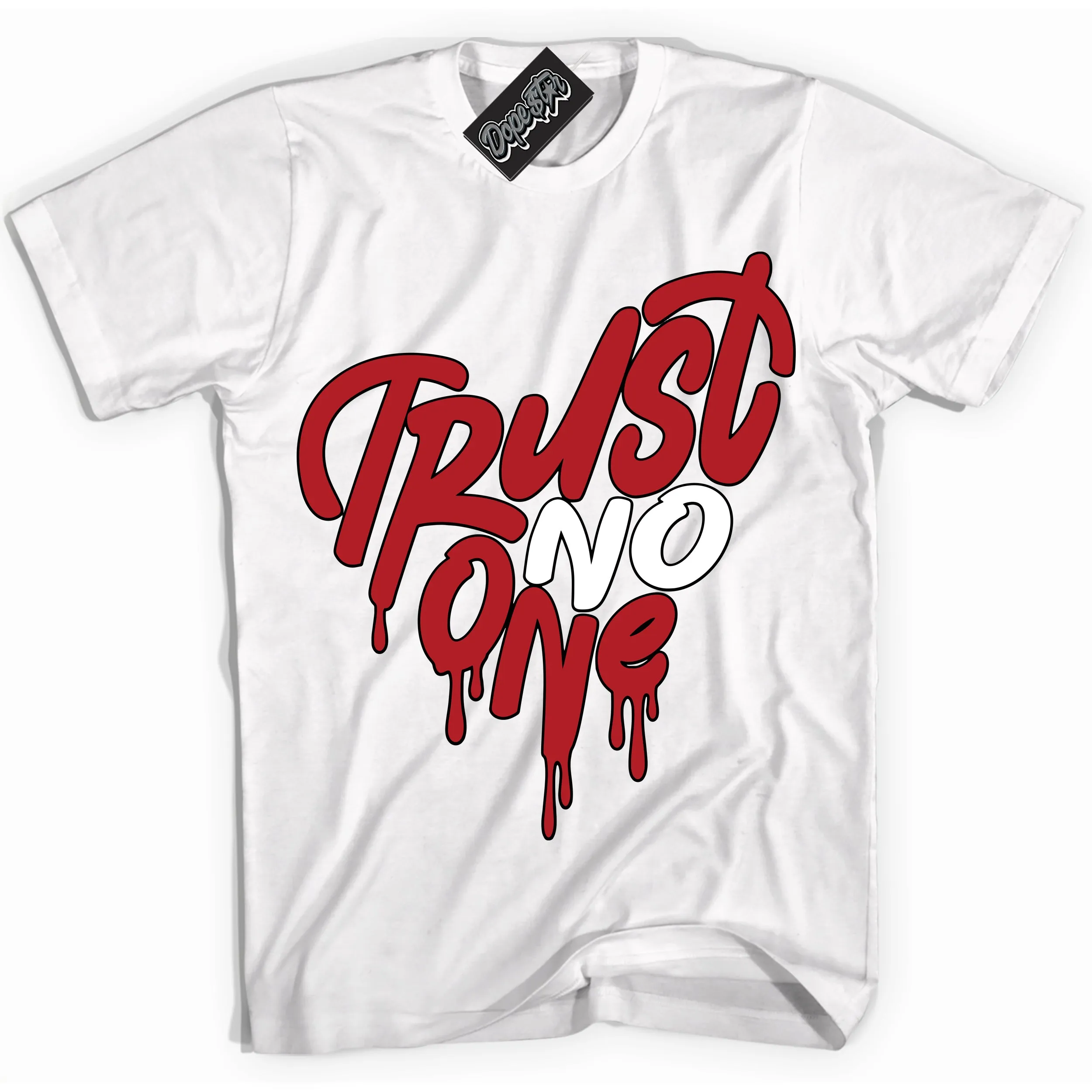 Black Toe Bright Crimson Dunk Sneaker Shirt Trust No One Heart Graphic