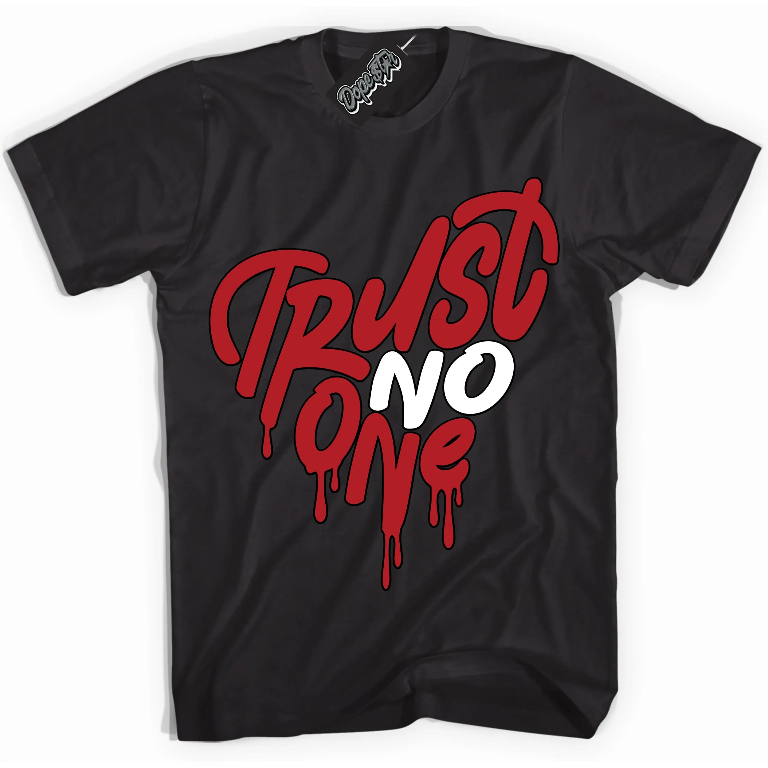Black Toe Bright Crimson Dunk Sneaker Shirt Trust No One Heart Graphic