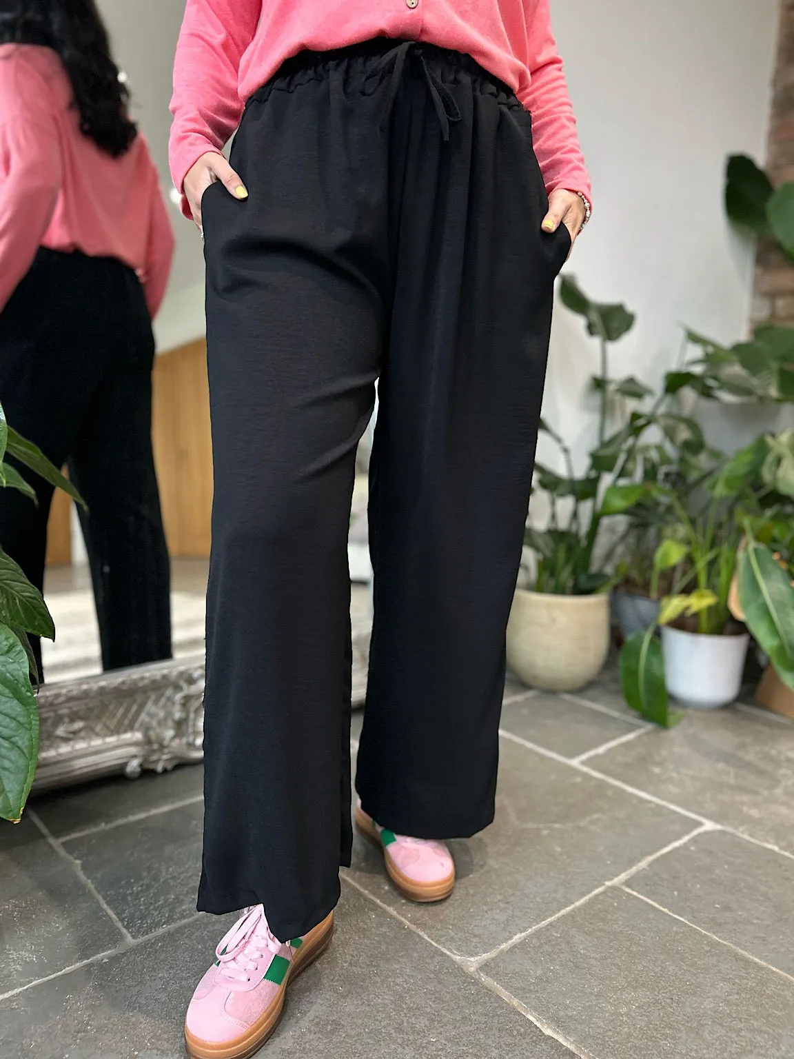 Black Wide Leg Pocket Trousers Claudia