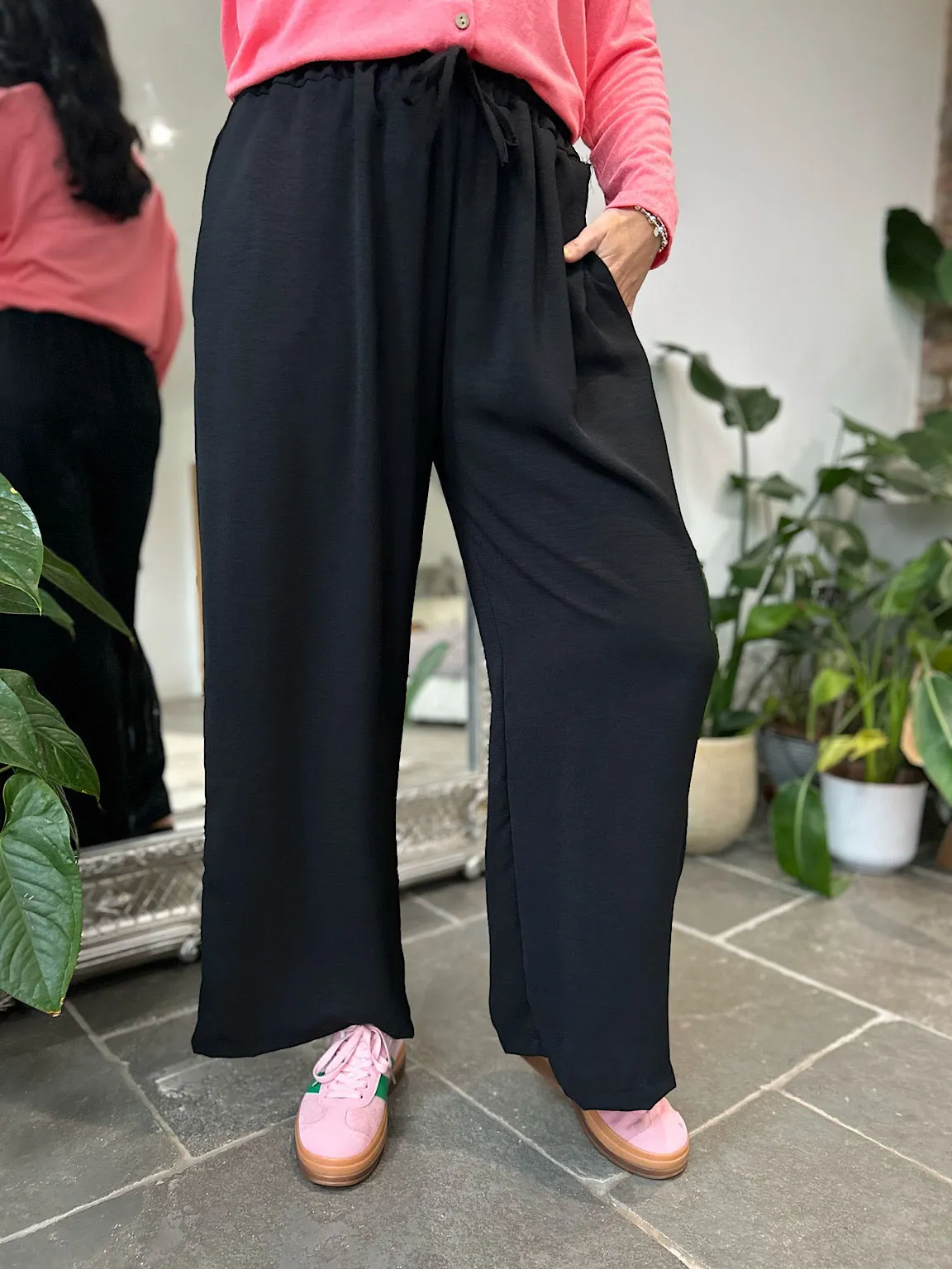Black Wide Leg Pocket Trousers Claudia