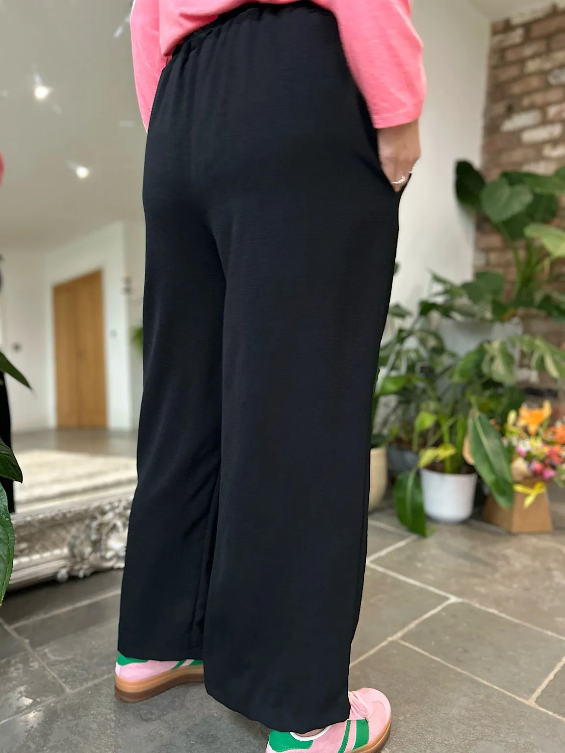 Black Wide Leg Pocket Trousers Claudia