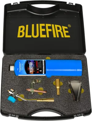 BLUEFIRE Solid Brass Pencil Flame Gas Welding Torch Head Nozzle Professional Upgrade Kit with Propane All-Purpose Bundle with Hard Box Interchangeable heads Fuel by MAPP MAP Pro CGA 600 Cylinder