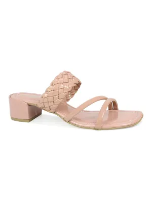 Braided Block Heel Slide Sandal