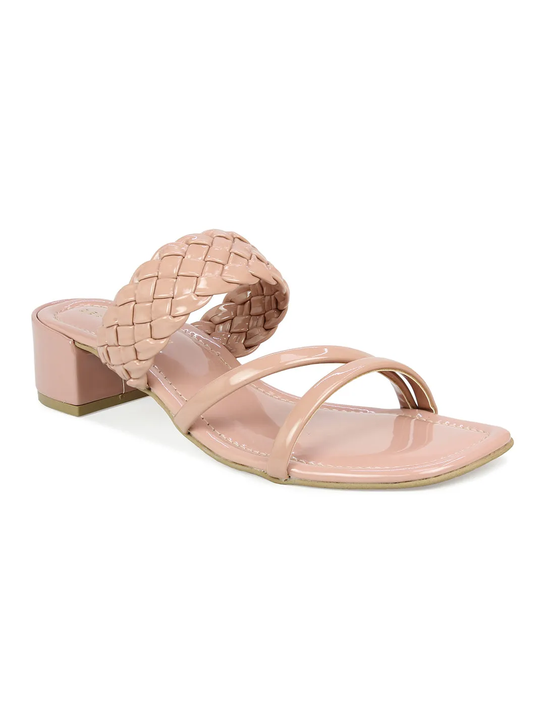 Braided Block Heel Slide Sandal