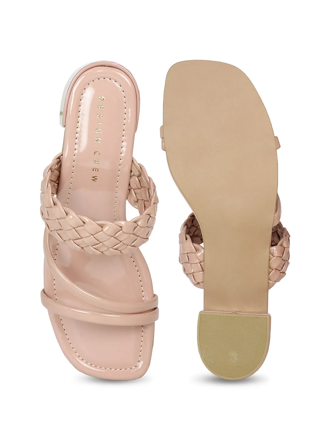 Braided Block Heel Slide Sandal