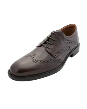 Brown Leather Full Brogue Derby Comfort Shoes