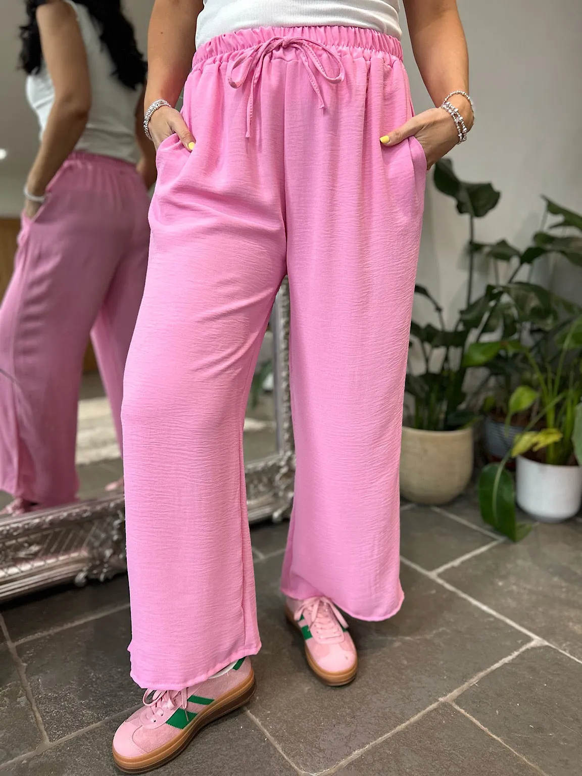 Candy Pink Wide Leg Pocket Trousers Claudia