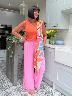 Candy Pink Wide Leg Pocket Trousers Claudia