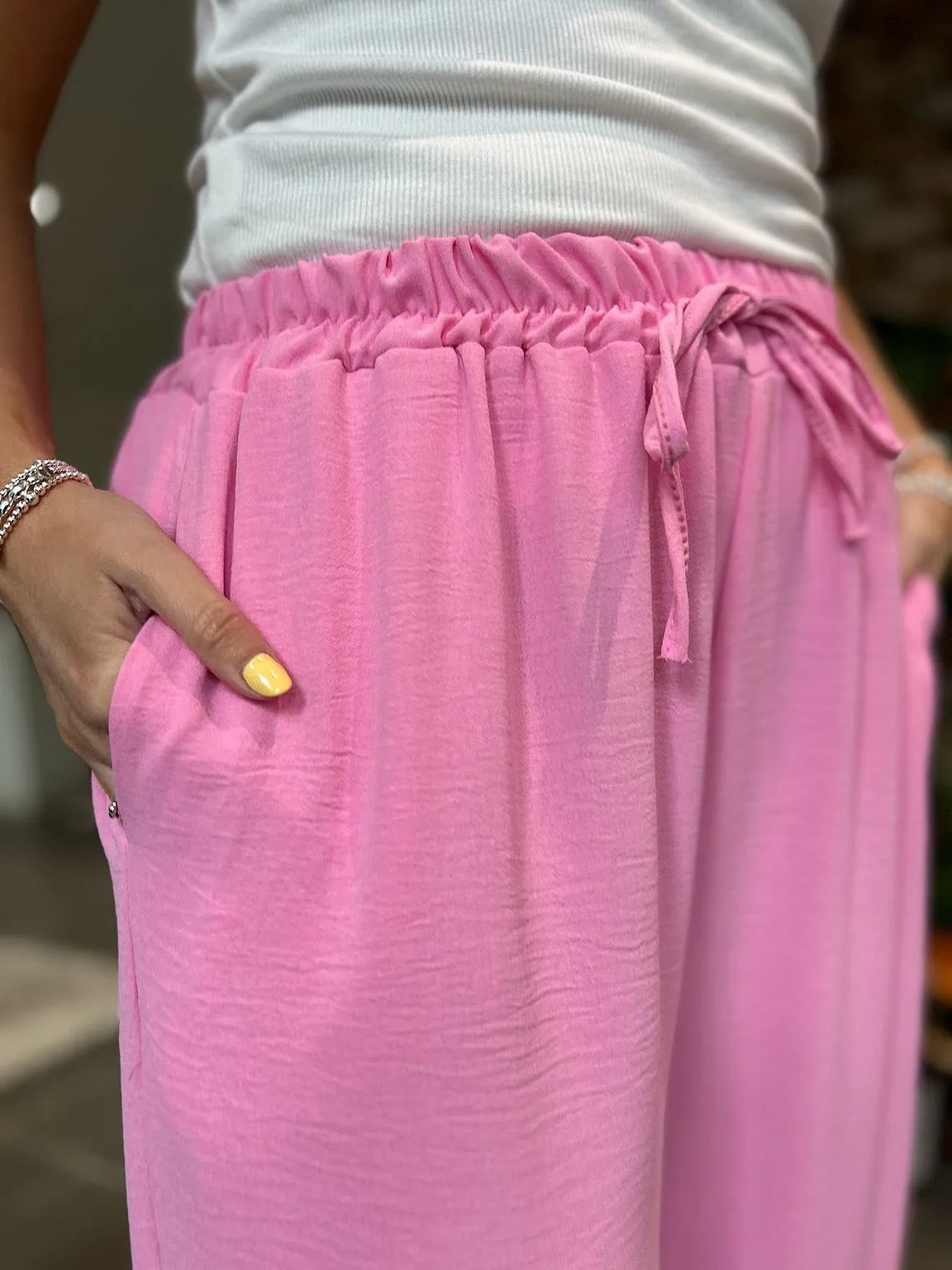 Candy Pink Wide Leg Pocket Trousers Claudia