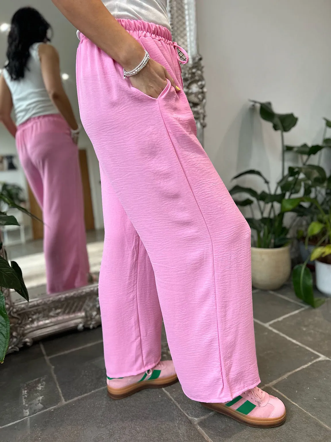 Candy Pink Wide Leg Pocket Trousers Claudia