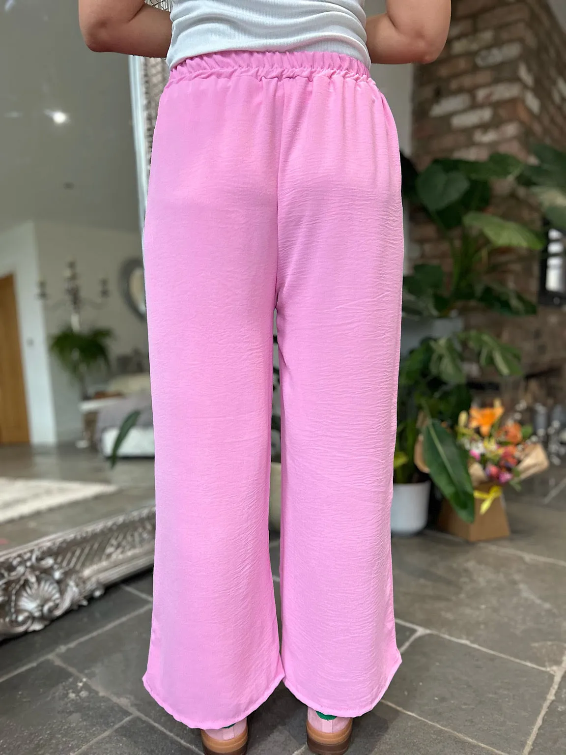 Candy Pink Wide Leg Pocket Trousers Claudia