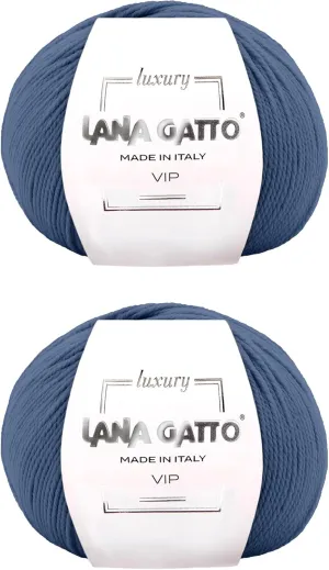 Cashmere and Extra-fine Merino Wool Luxurious Yarns for Hand Knitting and Crocheting, Made in Italy (Blue - 10175, 2)