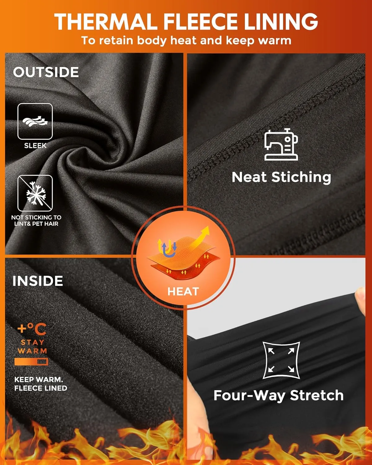CL convallaria 2 Pack Long Johns Thermal Underwear for Men Soft Fleece Lined Base Layer Cold Weather Set XS-4XL
