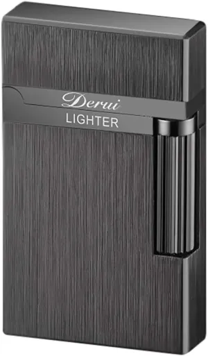 Classic Lighter, Butane Brushed Metal Lighter, Side Slide Lgnition Steel Tone Trench Lighter for Men Dad Husband Gift Collect,Black