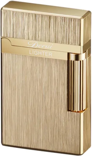 Classic Lighter, Butane Brushed Metal Lighter, Side Slide Lgnition Steel Tone Trench Lighter for Men Dad Husband Gift Collect,Gold