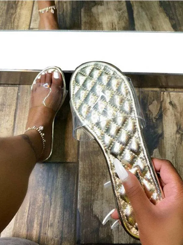 Clear Band Slide Flat Slippers