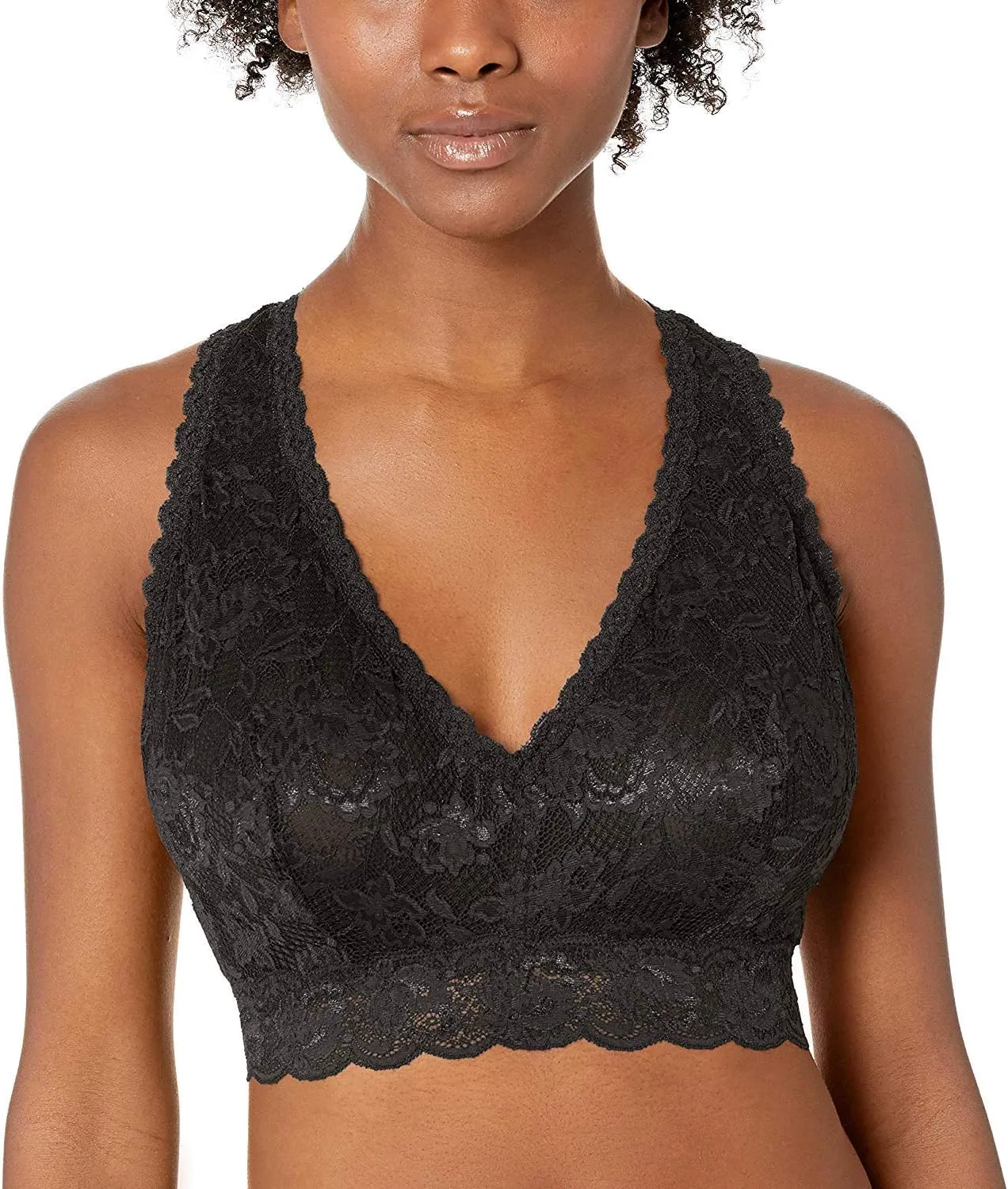 Cosabella Never Say Never Curvy Racie Racerback Bralette - Wireless Lace Bralette for Women, Plus Size Bra for DD Cups and Up