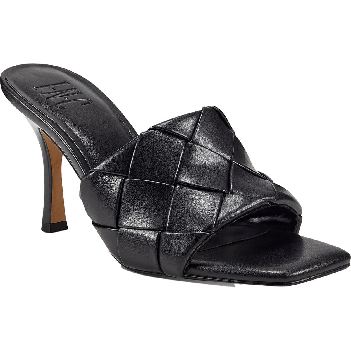 Cufflinks Inc. Women's Liah Faux Leather Open Toe Slide Medium - Black Smooth, 7.5
