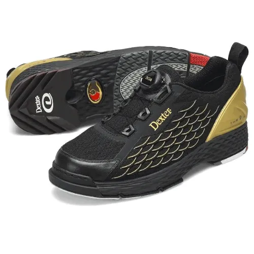 Dexter Mens THE C9 Knit BOA Black/Gold Wide Bowling Shoes