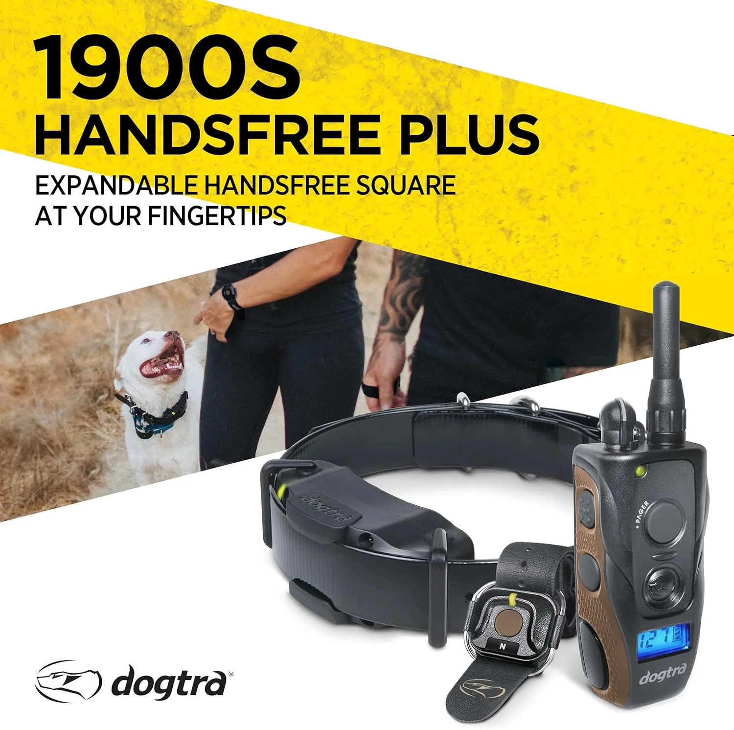 Dogtra 1900S HandsFree Plus Dog Training Collar with Remote for Medium and Large Dogs - 3/4 Mile Range, Electric Dog collar, Waterproof, Vibrating, Rechargeable Correction Ecollar, 127 Training Levels