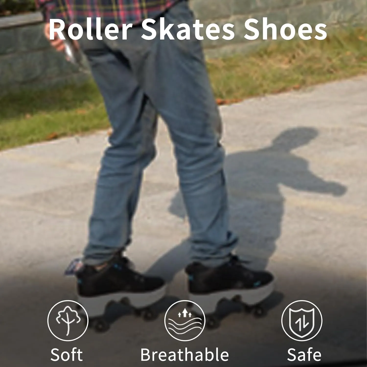 Double-Row Deform Wheel Automatic Walking Shoes Invisible Pulley Shoes Skates Unisex Roller Skates Adult Children's Skating Shoes Outdoor Parkour Shoes