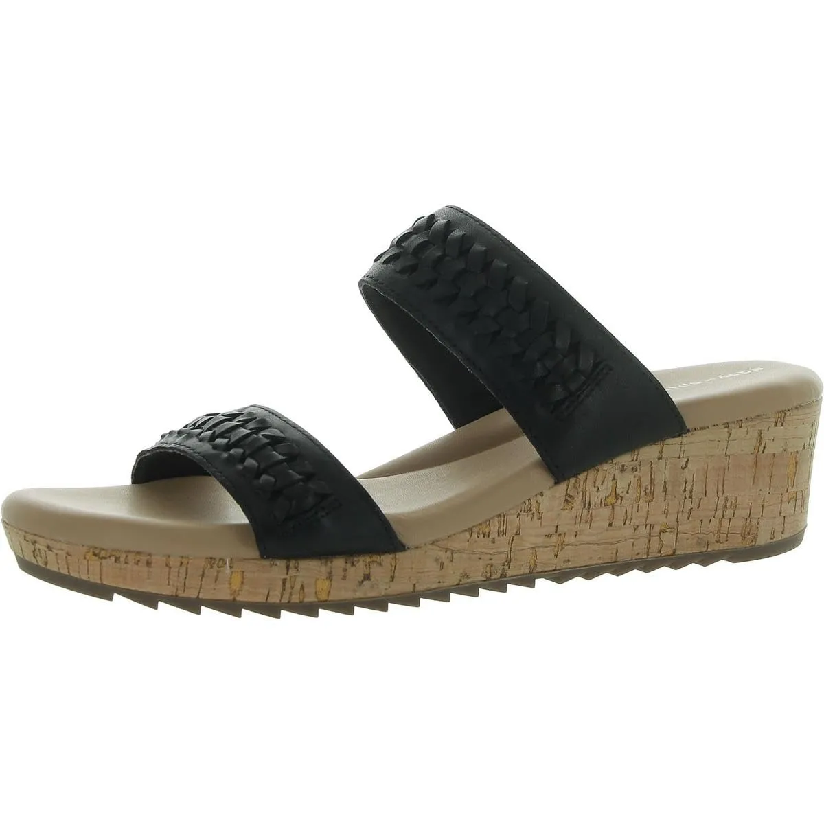 Easy Spirit Womens Lillia Cork Open Toe Slide Sandals Black 9 Medium (B,M)