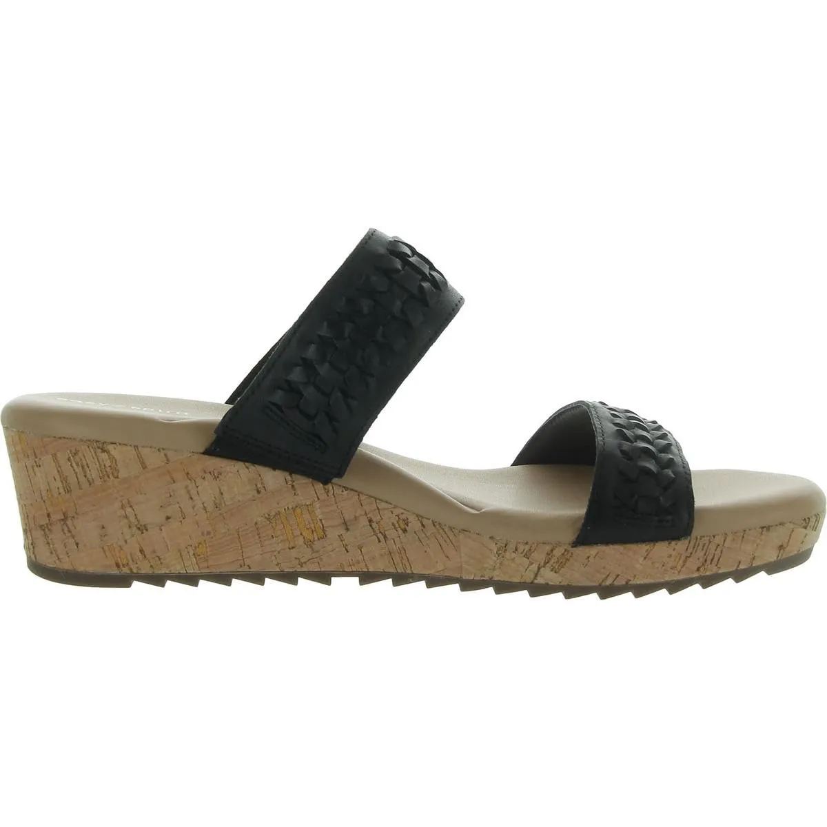 Easy Spirit Womens Lillia Cork Open Toe Slide Sandals Black 9 Medium (B,M)