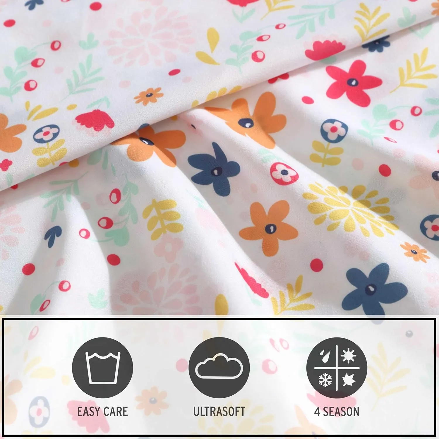Eddie Bauer Kids - Twin Sheets, Stain-Resistant Toddler Bedding with Matching Sham(s), Super Soft, Ideal Girl Room Essentials (Colorful Floral Pink, Twin)
