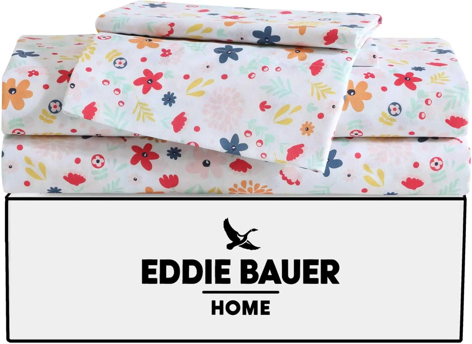 Eddie Bauer Kids - Twin Sheets, Stain-Resistant Toddler Bedding with Matching Sham(s), Super Soft, Ideal Girl Room Essentials (Colorful Floral Pink, Twin)